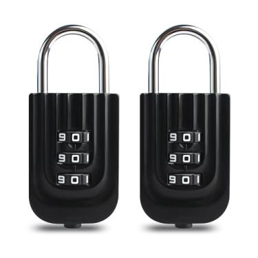 Imagem de UP Security Fechaduras de combinação pequenas para viagens - cadeado de 3 dígitos, travas de bagagem para malas e mochilas, segurança de mini locker, fácil de montar, durável e à prova d'água (preto +
