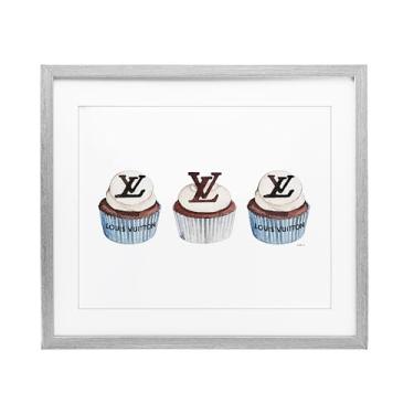 Imagem de Stupell Industries Impressão emoldurada de cupcake de padaria de luxo trio cinza design sob vidro por Amanda Greenwood, 43 x 53