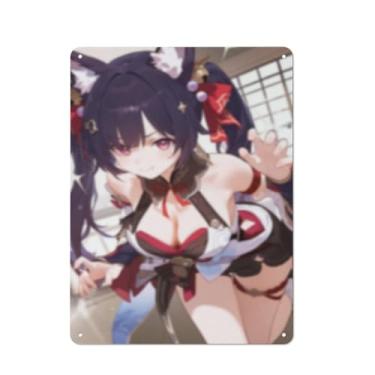 Imagem de Anime Sexy Bikini Hot Girl Pinup Girl Metal Tin Sign Wall Art Poster Decor for Home Bar Club Bedroom Bathroom Man Cave Otaku 30,5 x 40,6 cm, AF017