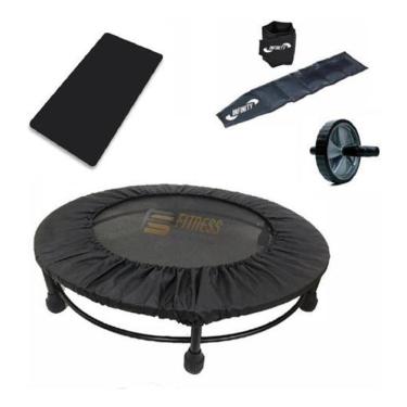 Imagem de Cama Elástica + Colchonete + Caneleira 5Kg + Rodinha +Capa