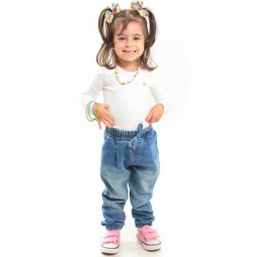 Imagem de Calça Infantil Jeans Moletom Jogger Baby Menina-Feminino