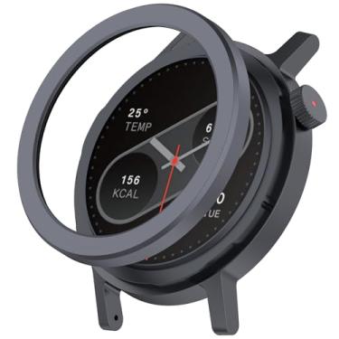 Imagem de Disscool Capa de cobertura total com protetor de tela compatível com CMF Watch Pro 2 PC e capa protetora de vidro real com anel de aço de metal acessórios para relógio inteligente (borda reta cinza)