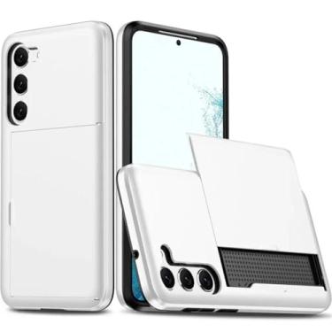 Imagem de HJZSZX Capa tipo carteira para Galaxy S24 FE, com compartimento para cartão, capa protetora à prova de choque (para Galaxy S24 FE/branco)