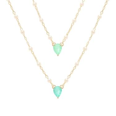 Imagem de Colar Escapulário Pérolas e Pedras Fusion Turmalina Verde Semijoia