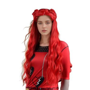 Imagem de MUPUL Peruca Ruiva Adulta, Longa E Cacheada Com Coque, Perucas De Fantasia Halloween Para Mulheres