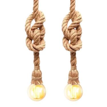 Imagem de Kit 2 Luminária Pendente Design Rustico Retrô Corda Sisal - JKVERAS