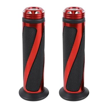 Imagem de Ongfuwu 2 Pegas universais de motocicleta, punhos de guidão de motocicleta de borracha antiderrapante de alumínio CNC, cabo de propulsor com tampa de extremidade de barra, serve para guidão esquerdo