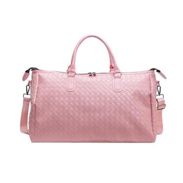Imagem de Bolsa de viagem fitness viagem de negócios, grande capacidade, bolsa de bagagem, couro PU, um item essencial para entusiastas de esportes da moda, rosa, Medium, Ombro único/cruz/corpo no peito