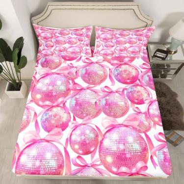 Imagem de Jogo de lençol com elástico para meninos e meninas, com laço e laço fofo, princesa sonhadora brilhante, solteiro, 1 fronha (sem plano)