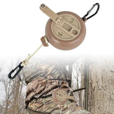 Imagem de bssiwbepon Corda retrátil para puxar com arco de 10 m, equipamento de caça com arco e flecha, equipamento de caça para veado, acessórios de sela, marrom