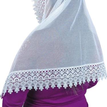 Imagem de Véu Ccb Congregação Cristã Adulto Renda Guipir Floral Larga (modelo El