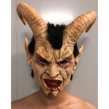Imagem de Máscara Latex Diabo Demônio Lúcifer Chifres Realista Halloween - MHR