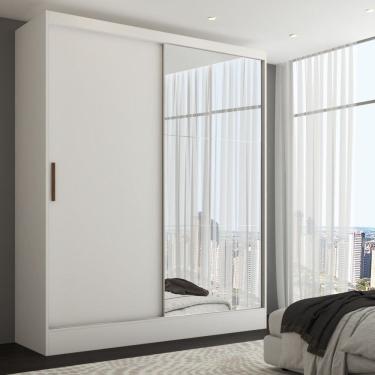 Imagem de Guarda-Roupa Solteiro Istambul 2 Portas 2 Gavetas com Espelho Branco - Pm