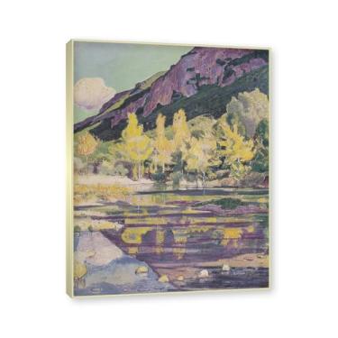 Imagem de Moldura de champanhe. Pinturas a óleo famosas, (sem título 15) de Ferdinand Hodler, reprodução impressa em tela, arte de cenário para decoração de sala de estar. 40 x 50 cm - 15,8 x 19,7 pol