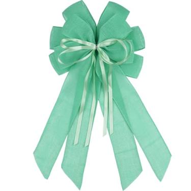 Imagem de YKW Grande laço de serapilheira verde menta para guirlanda de 50 x 28 cm - decoração de primavera Páscoa para porta da frente, enfeite de árvore para chá de bebê, ambientes internos e externos