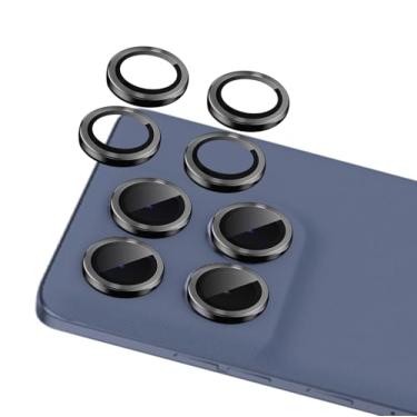 Imagem de Luchantle 2 conjuntos para protetor de lente de câmera Motorola Edge 60 Pro, vidro temperado 9H, acessórios de decoração de anel de metal (preto)