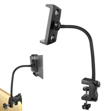 Imagem de Suporte de tablet com braçadeira, braço pescoço de ganso de 53 cm para mesa, suporte de tablet para cama, compatível com iPad Pro/Air/Mini, Kindle Fire, Galaxy Tabs, iPhone, telefones Android