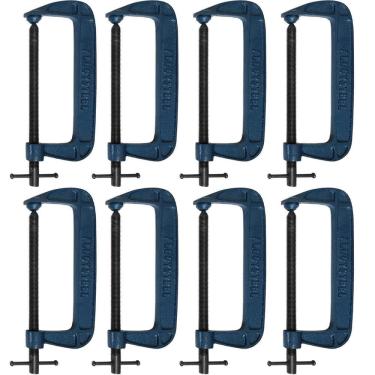 Imagem de Kit 8 Grampos Sargento Tipo C 250Mm 10 Pol. Para Marceneiro