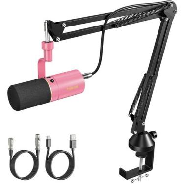 Imagem de Microfone dinâmico TONOR TD510+ XLR/USB para podcast rosa
