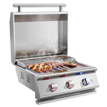 Imagem de Churrasqueira a gás Progane com 3 queimadores, churrasqueira bulit-in de aço inoxidável 304, queimador de propano líquido de 3 * 14.000 BTU, para churrascos de cozinha ao ar livre