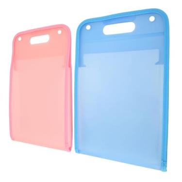 Imagem de Yosoo 2pcs Pastas de Arquivo Vertical 13 Bolsos de Grande Capacidade A4 Pasta de Documentos Organizador de Arquivo de Plástico Portátil PP PLÁSTICO Sem Fade (Rosa+azul)