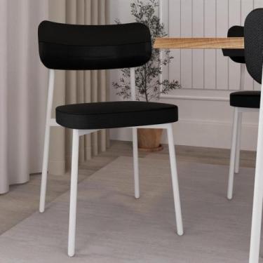 Imagem de Conjunto 4 Cadeiras de Jantar Alloa Tecido Mesclado Est.Branca - Metal