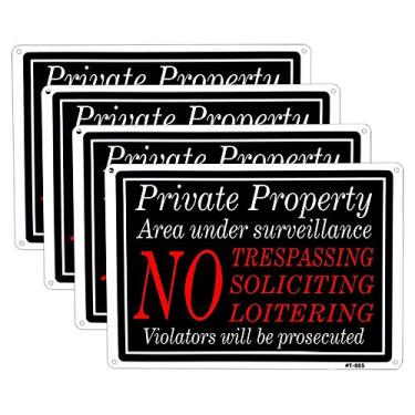 Imagem de Dxyizus signs Placa grande de propriedade privada sem transbordamento de metal sem questionamentos para casa 25 x 35 cm, alumínio sem ferrugem, impressão de tinta UV, durável/impermeável até 7 anos ao ar livre (pacote com 4)