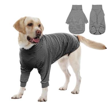 Imagem de ROZKITCH Pijama de cachorro tamanho grande menina menino, moletons listrados para animais de estimação outono inverno primavera, camiseta leve com pernas frontais para labrador retriever, pastor