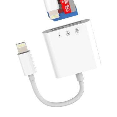 Imagem de Cartão SD para leitor para iPhone para Apple Adaptador Lightning (3 em 1) câmera digital Memory Stick acessório para transferência de iPad para TF Flash Drive, cabo de foto, computador, adaptador