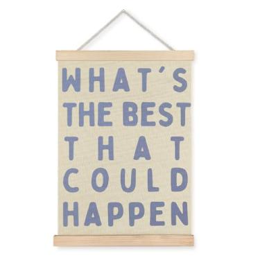 Imagem de BearCake Arte de decoração de parede Blue Inspirational Positive Affirmations, What's the Best That Could Happen Decor for Home Office, 40,6 x 61 cm