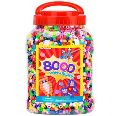 Imagem de Praisebank Contas de pônei, 8000 peças, 6 x 9 mm, contas por atacado, pulseiras para fabricação de joias, artes e artesanato (multicoloridas)
