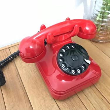 Imagem de Telefone De Mesa Antigo Retro Disco (decorativo) (Vermelho)