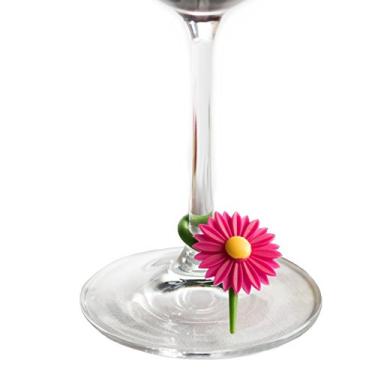 Imagem de Trudeau Daisy charme multicolorido de silicone para vinho e talheres, conjunto com 12
