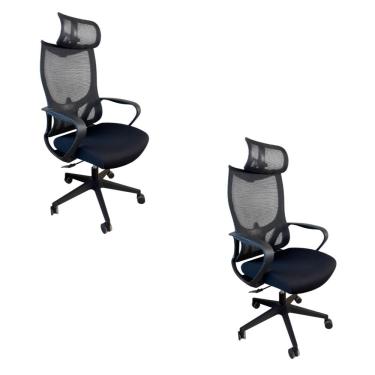 Imagem de Kit 2 Cadeiras De Escritório Presidente Ergonômica Oficial Corporativa Verona Apoio Nuca