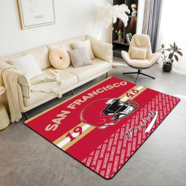 Imagem de Feelyou Tapete de área de futebol 3x5 para quarto, São Francisco, tapetes macios antiderrapantes para decoração de cidade, futebol americano, jogos esportivos, tapete de chão interno para casa, sala