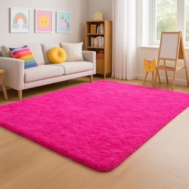 Imagem de Tapete Sala Quarto Felpudo Pelo Grande 2,00x1,40 Peludo Peludinho Antiderrapante Decoração Closet Pink