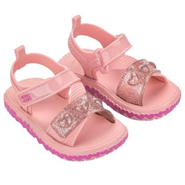 Imagem de Sandália Infantil Zaxynina Fashionista, Glitter, Sola com Corações, Tira Ajustável, Confortável (Rosa Iogurte, BR, Bebê, Numérico, 26)