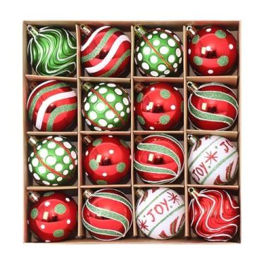 Imagem de UGPLM Conjunto de enfeites de bola de Natal, bola vermelha, verde e branca, elegante, decoração de Natal pendurada para decoração de festa de árvore de