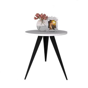 Imagem de Mesinha Lateral De Canto Para Sala E Quarto Redonda P.B