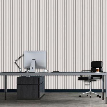 Imagem de Papel De Parede Efeito Ripas Cinza Claro Adesivo Lavavel