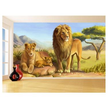 Imagem de Papel De Parede Animais Leão Família Filhotes 3,5M Anm526