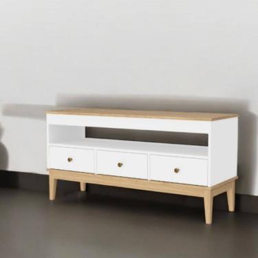 Imagem de Rack para TV até 50 Polegadas 3 Gavetas com Pés de Madeira Colonial Movelbento