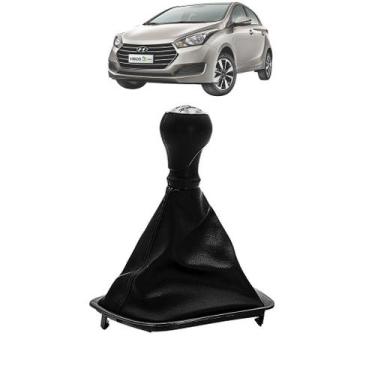 Imagem de Manopla e Coifa de Câmbio para HB20 1.0 2012 a 2019 - Preto com Base C