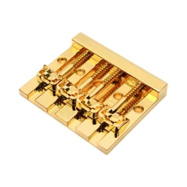 Imagem de menolana Ponte de baixo de 4 cordas para guitarras elétricas, equipamento de fixação de componentes, acessórios de substituição para baixo fáceis de instalar, Ouro