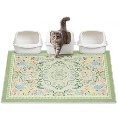 Imagem de Hedgeink Tapete de areia lavável para gatos com fundo antiderrapante tapete de caixa de areia impermeável fácil de limpar tapete de armadilha de areia para gatinho, 122 x 91 cm