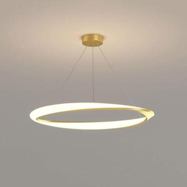 Imagem de Lustre de LED em formato de anel, luminária pendente moderna para teto, luminária redonda suspensa para mesa de jantar, 3 modos de cores, lustres para sala de estar, quarto, restaurante