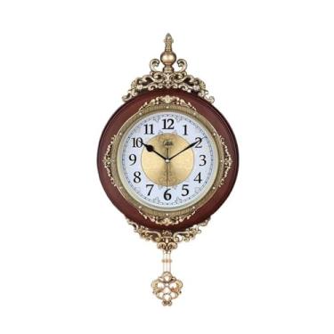 Imagem de Relógio de parede pequeno retrô oval relógio de parede, design antigo operado por bateria relógios de parede silenciosos para cozinha, quarto (32 * 62 cm) decoração de casa (marrom)