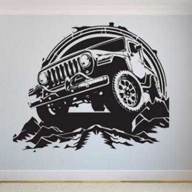 Imagem de Adesivos de parede de veículos off-road, pôsteres de parede Jeep, decalques artísticos de carro, decorações de quarto infantil, murais 115 x 115 cm
