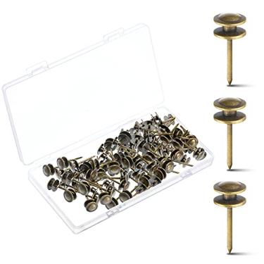 Imagem de 50 peças de cabides de duas cabeças, pregos de cabeça pequena, pregos para pendurar fotos, ganchos para pendurar fotos, ganchos decorativos para pendurar em casa, escritório, foto (bronze)