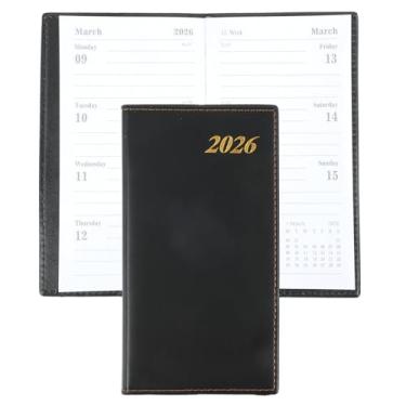 Imagem de Calendário de bolso 2026, agenda semanal e mensal de 12 meses, mini agenda de bolso com fita, pequenos calendários de encadernação de couro PVC para homens e mulheres (19 cm x 10 cm)